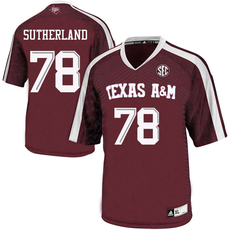 Men #78 Keaton Sutherland Texas A&M Aggies College Football Jerseys-Maroon